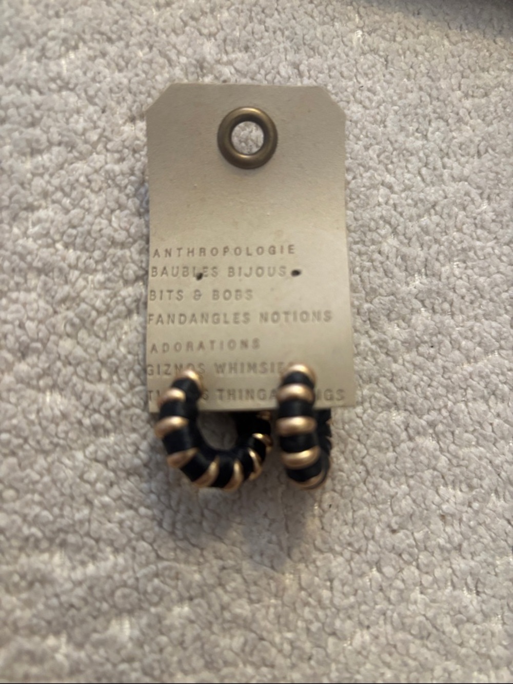 Anthropologie Black and Gold Spiral Hoop Earrings